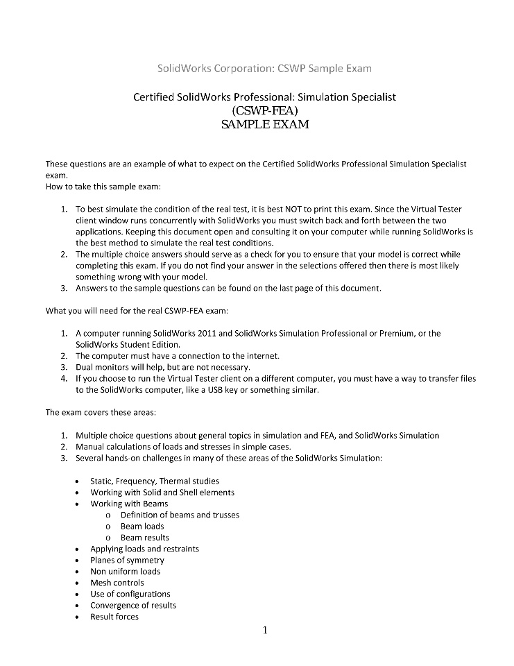 Need Help in CSWP Simulation sample exam 2011 | Dassault Systèmes®