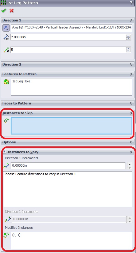Modify instances in an existing linear pattern | Dassault Systèmes®